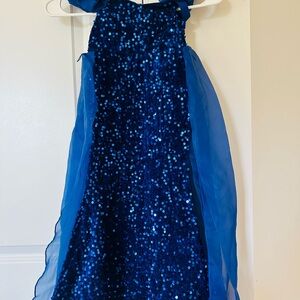 Elegant Blue Sequin Kids Dress